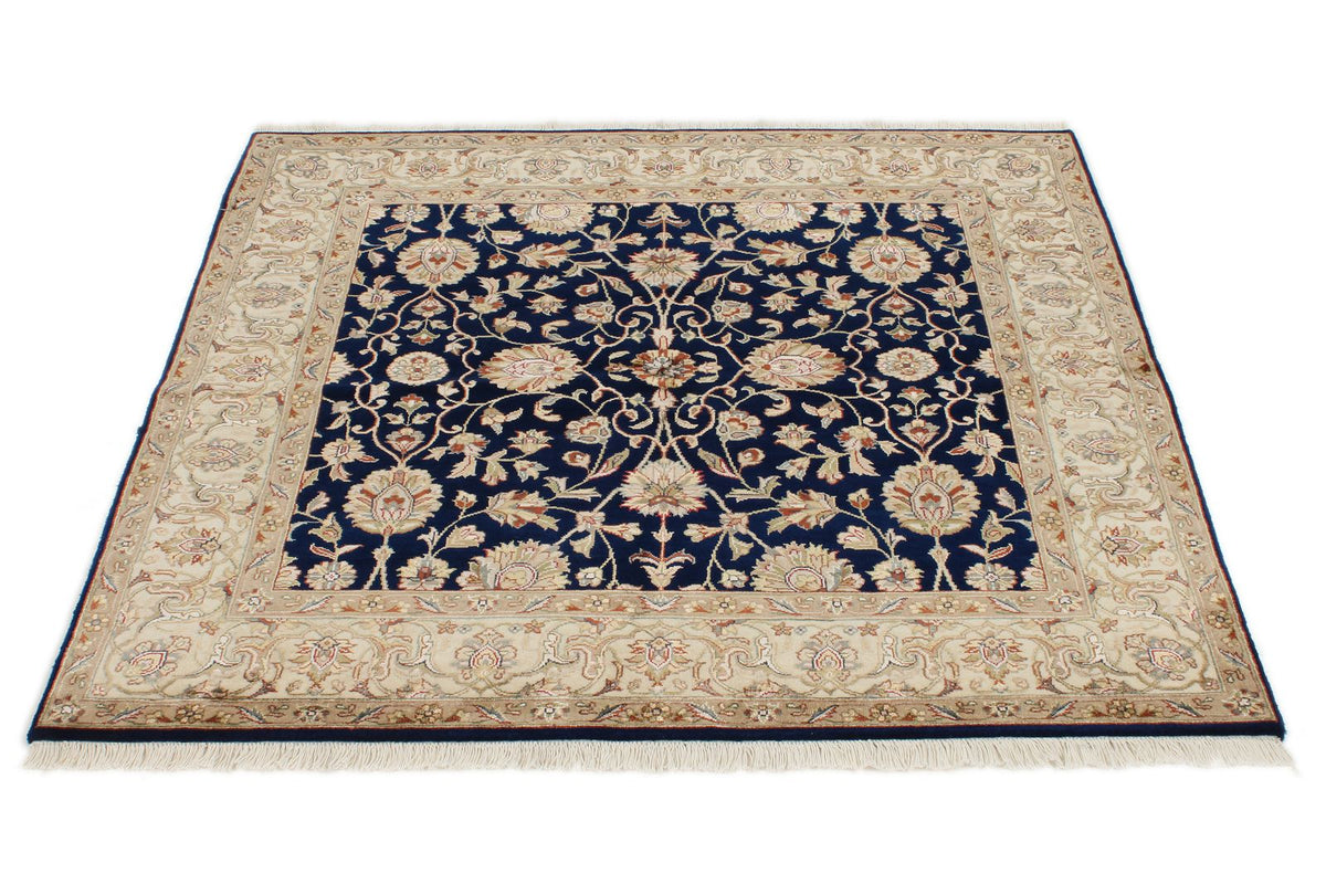 4x4 Black and Ivory Turkish Tribal Rug
