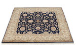 4x4 Black and Ivory Turkish Tribal Rug