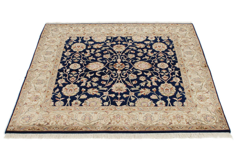4x4 Black and Ivory Turkish Tribal Rug