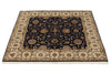 4x4 Black and Ivory Turkish Tribal Rug