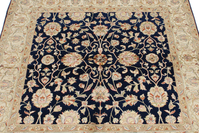 4x4 Black and Ivory Turkish Tribal Rug