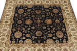 4x4 Black and Ivory Turkish Tribal Rug