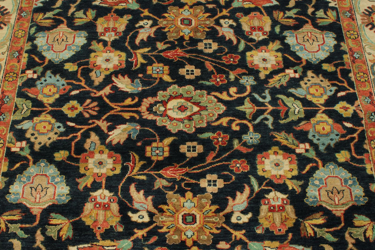 6x9 Charcoal and Ivory Persian Rug