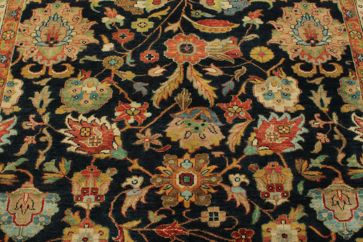 6x9 Charcoal and Ivory Persian Rug