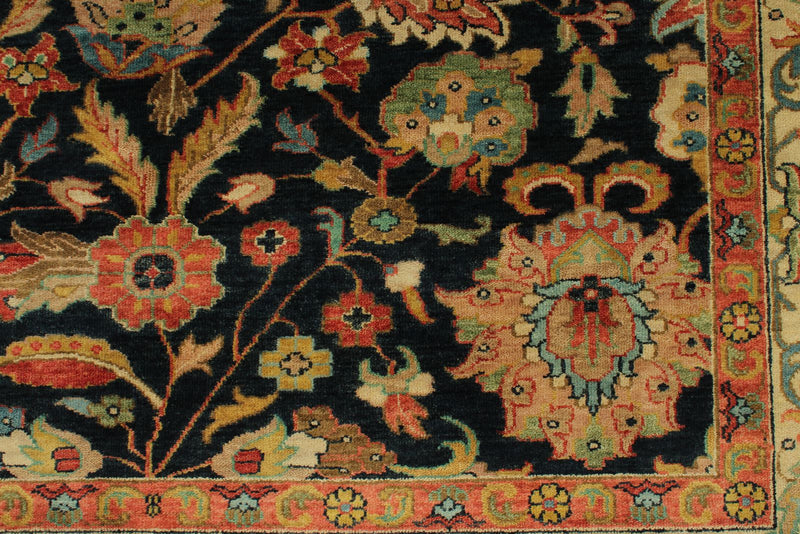 6x9 Charcoal and Ivory Persian Rug