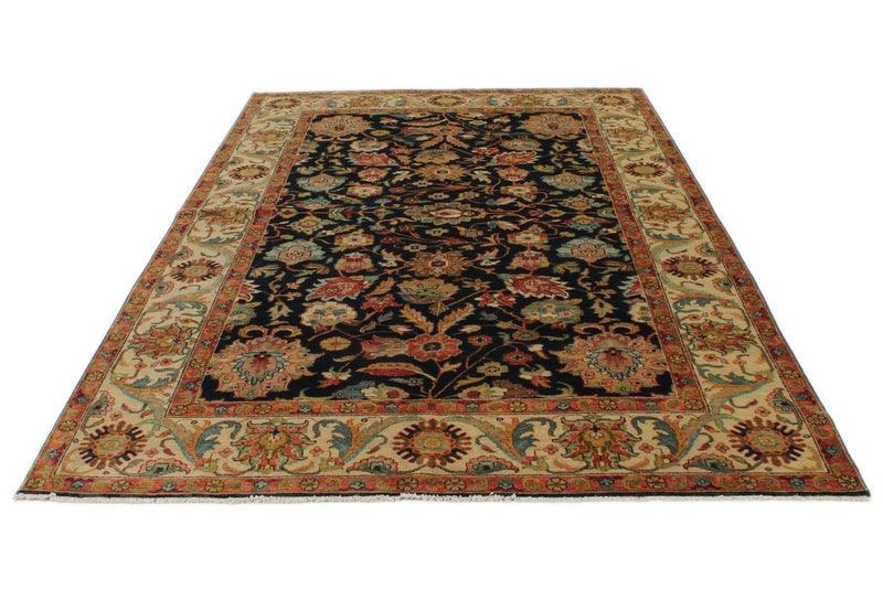 6x9 Charcoal and Ivory Persian Rug