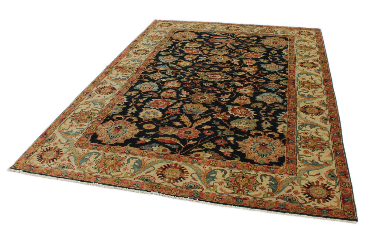 6x9 Charcoal and Ivory Persian Rug