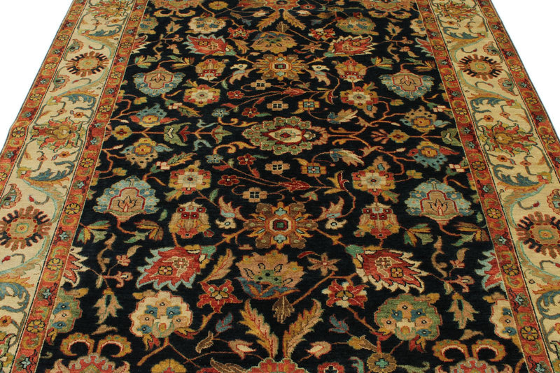 6x9 Charcoal and Ivory Persian Rug