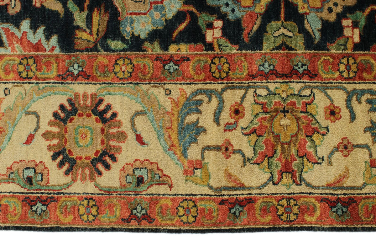 6x9 Charcoal and Ivory Persian Rug