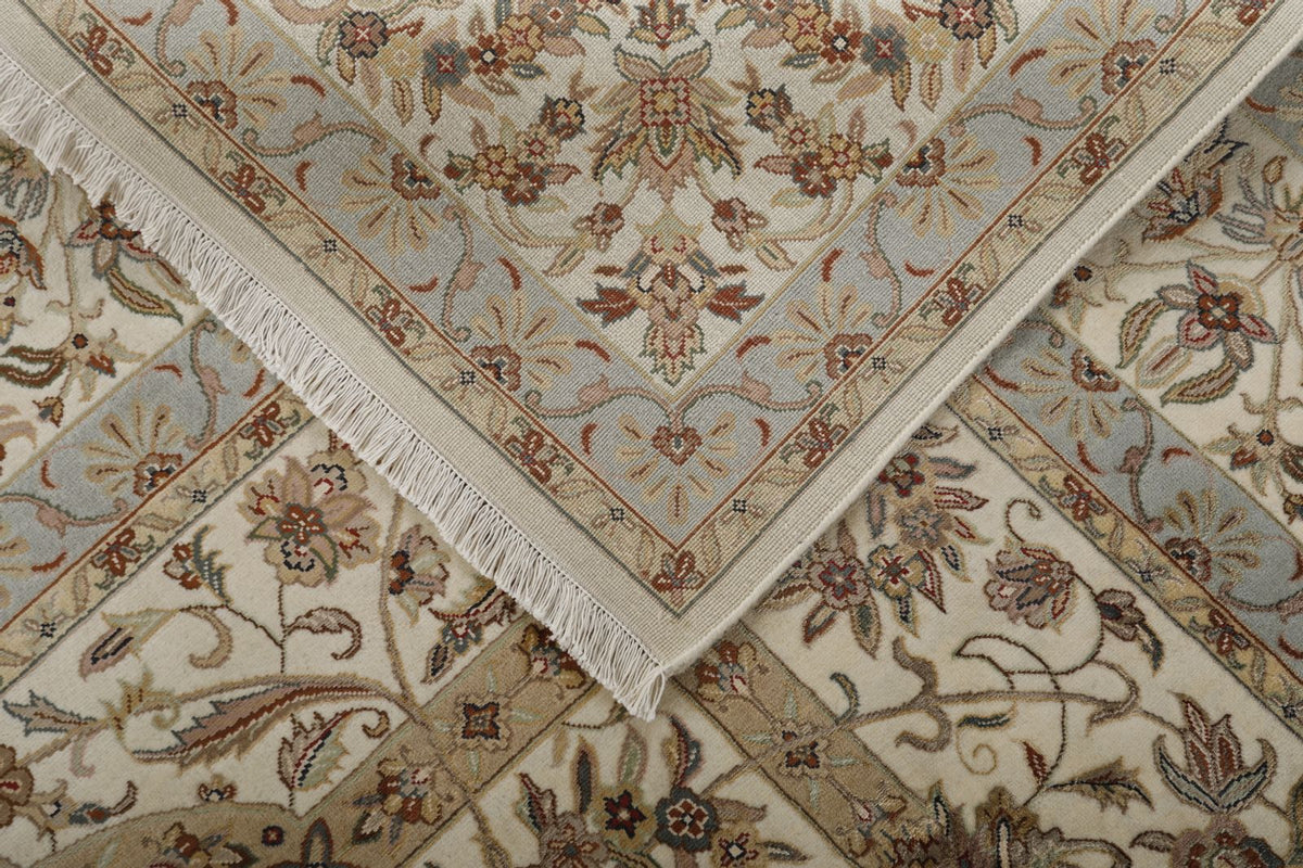 8x10 Ivory and Gray Turkish Tribal Rug