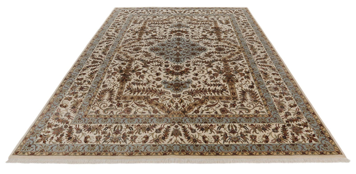 8x10 Ivory and Gray Turkish Tribal Rug