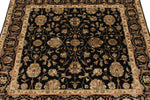 4x4 Black and Ivory Turkish Tribal Rug
