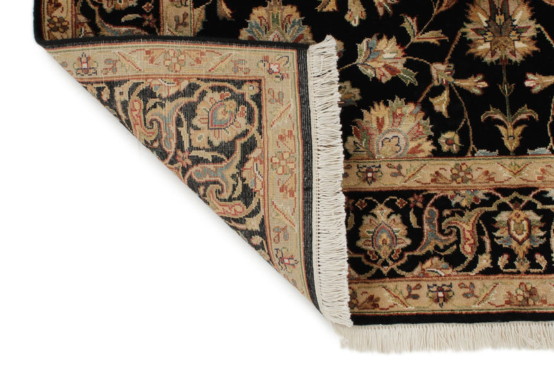4x4 Black and Ivory Turkish Tribal Rug