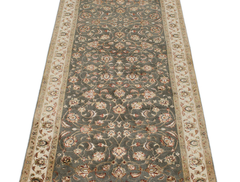 3x10 Gray and Ivory Turkish Tribal Runner