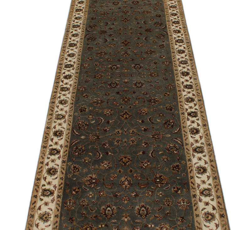 3x10 Gray and Ivory Turkish Tribal Runner