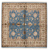 4x4 Blue and Ivory Turkish Tribal Rug