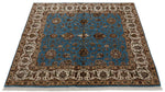 4x4 Blue and Ivory Turkish Tribal Rug