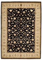 6x8 Black and Beige Turkish Tribal Rug