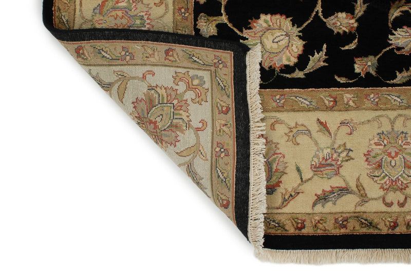 6x8 Black and Beige Turkish Tribal Rug