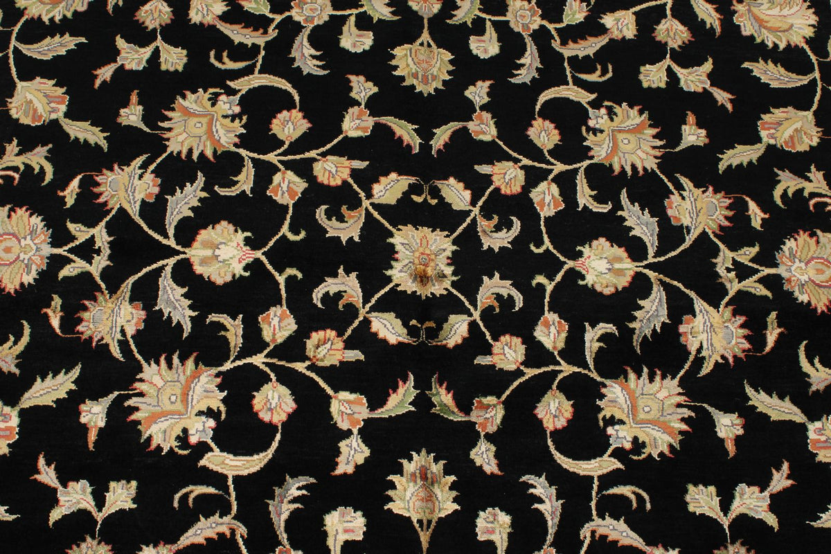 6x8 Black and Beige Turkish Tribal Rug