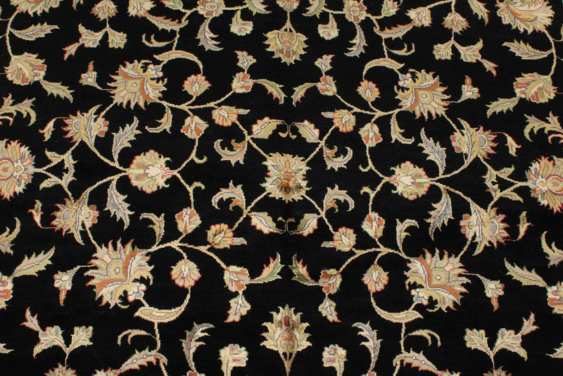 6x8 Black and Beige Turkish Tribal Rug