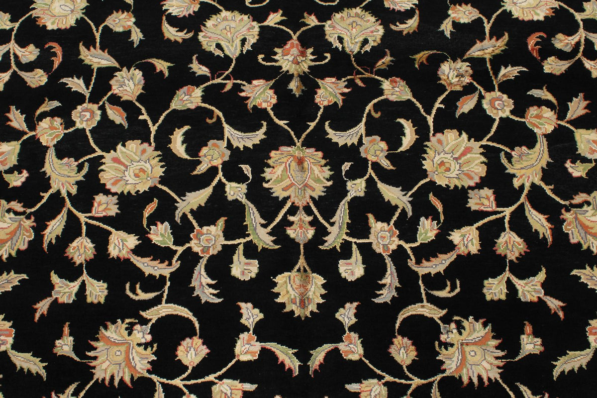 6x8 Black and Beige Turkish Tribal Rug