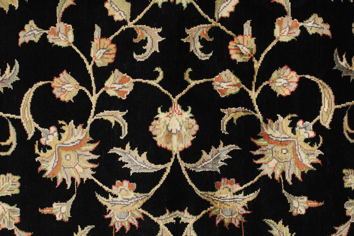 6x8 Black and Beige Turkish Tribal Rug