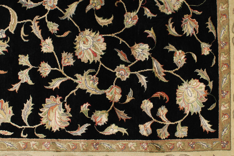 6x8 Black and Beige Turkish Tribal Rug