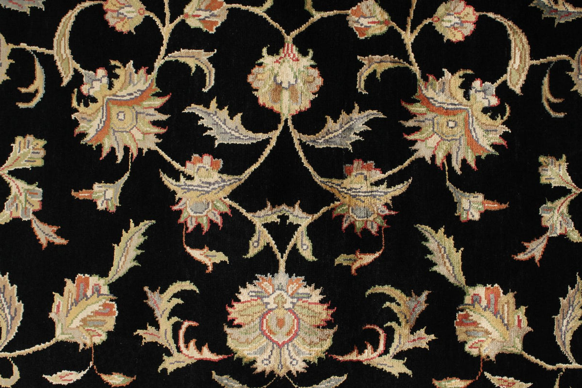 6x8 Black and Beige Turkish Tribal Rug