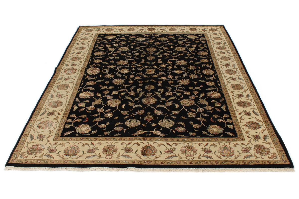 6x8 Black and Beige Turkish Tribal Rug