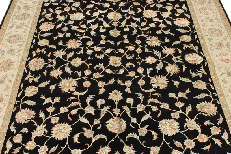 6x8 Black and Beige Turkish Tribal Rug