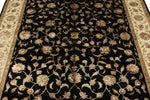 6x8 Black and Beige Turkish Tribal Rug