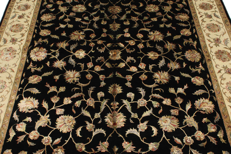 6x8 Black and Beige Turkish Tribal Rug