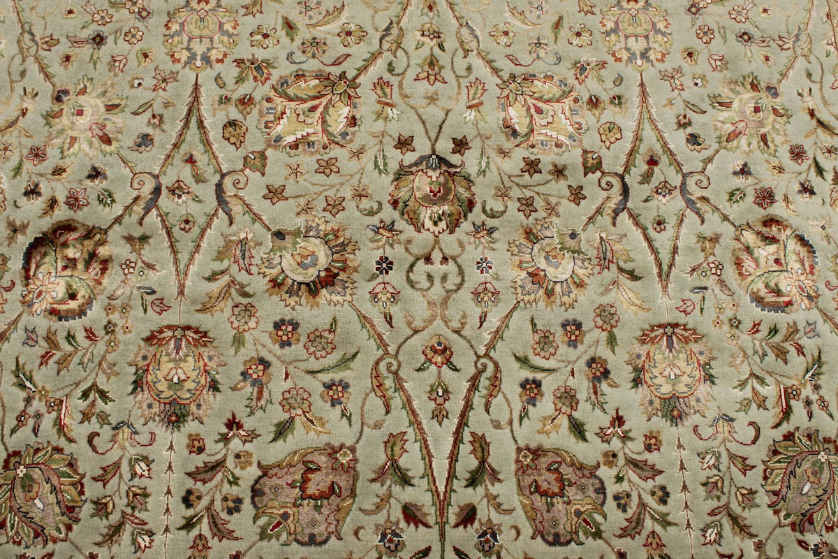 7x10 Light Gray and Ivory Turkish Tribal Rug