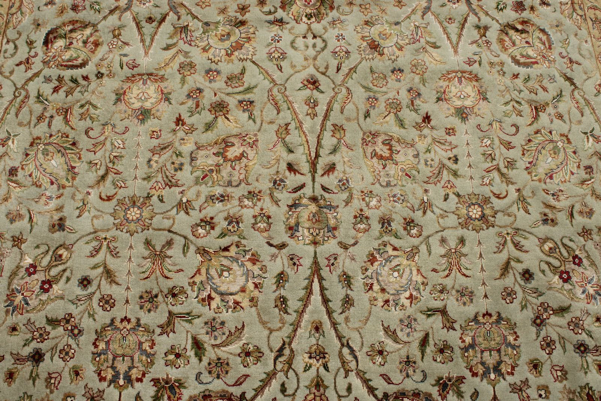 7x10 Light Gray and Ivory Turkish Tribal Rug