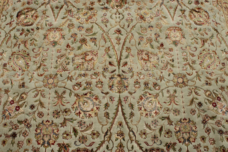 7x10 Light Gray and Ivory Turkish Tribal Rug