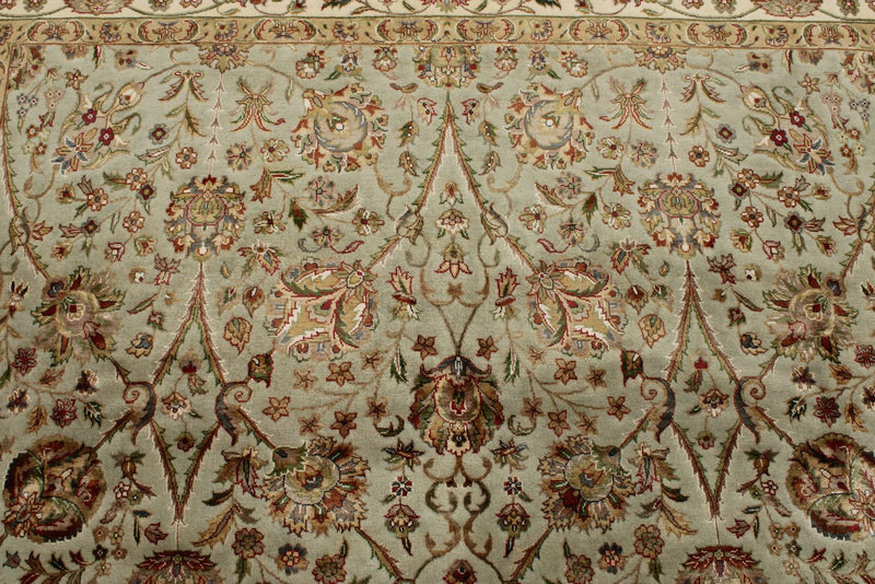 7x10 Light Gray and Ivory Turkish Tribal Rug