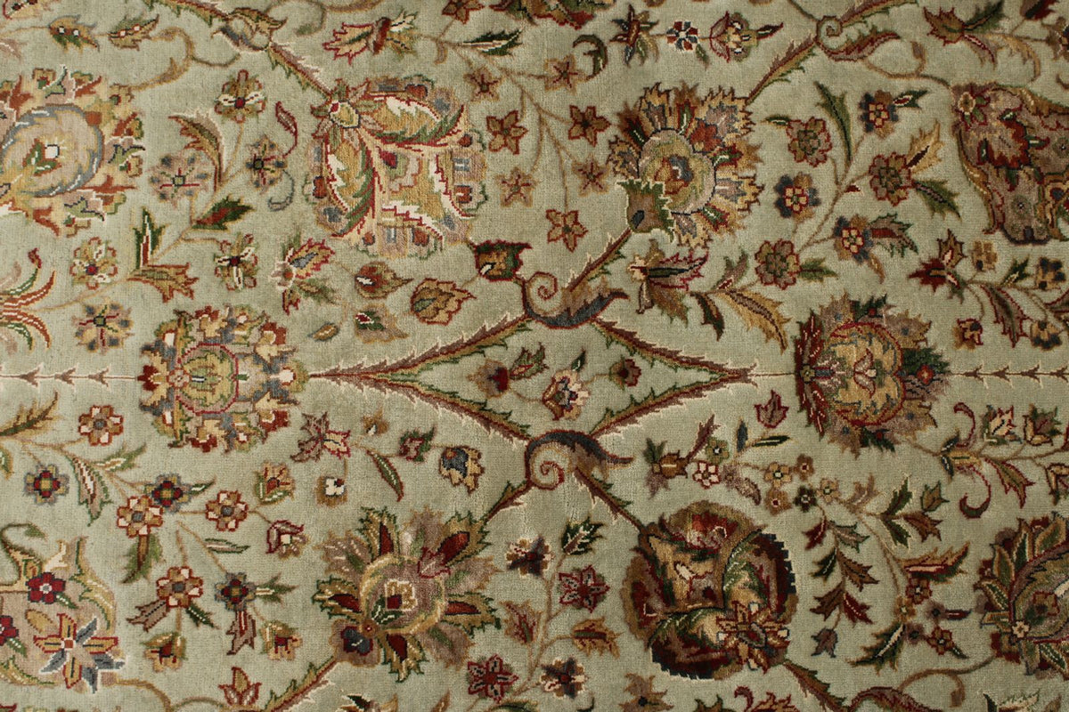 7x10 Light Gray and Ivory Turkish Tribal Rug