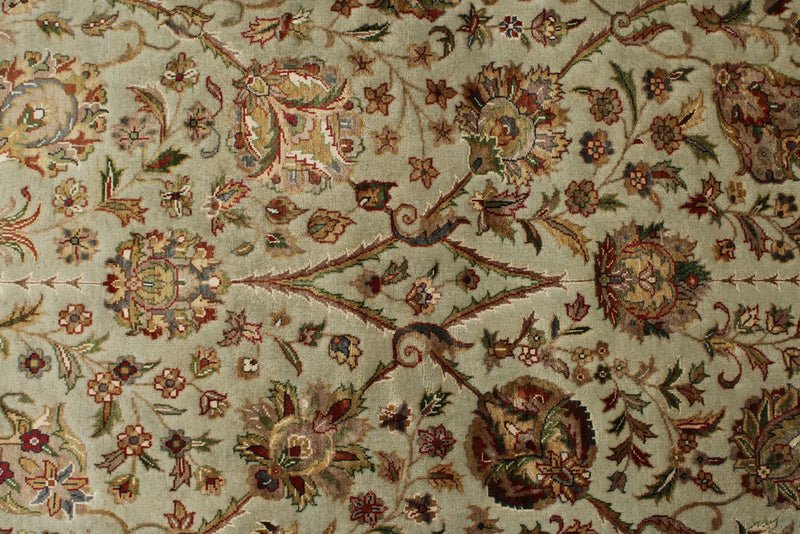 7x10 Light Gray and Ivory Turkish Tribal Rug