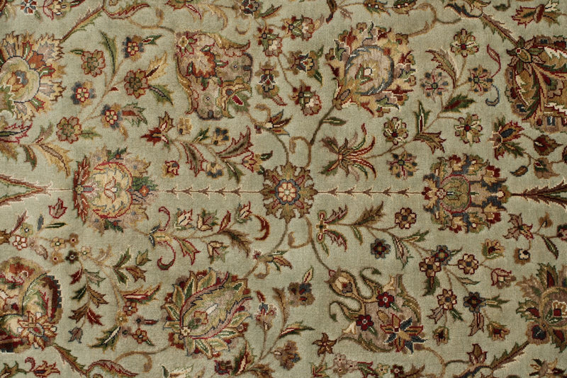 7x10 Light Gray and Ivory Turkish Tribal Rug