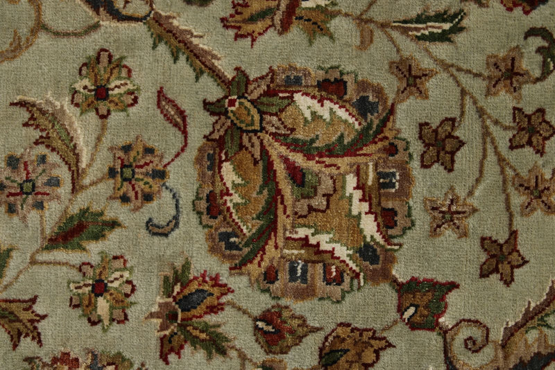 7x10 Light Gray and Ivory Turkish Tribal Rug