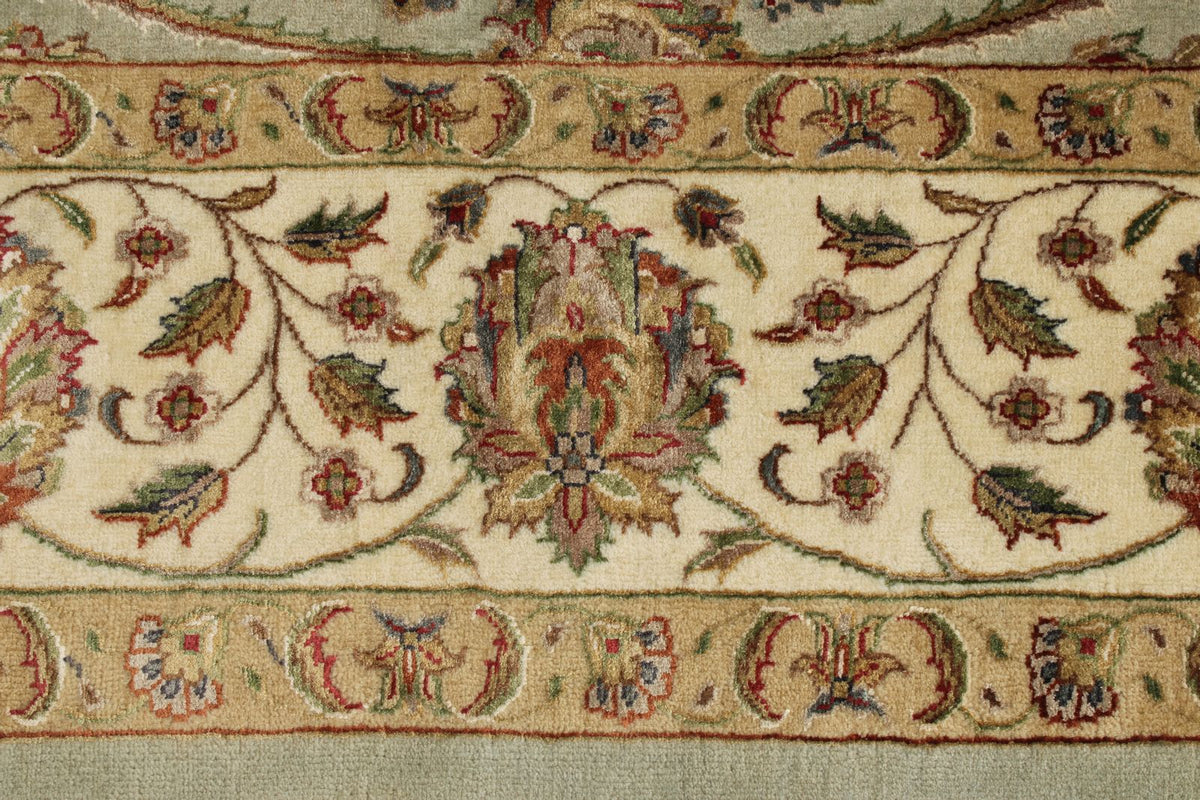7x10 Light Gray and Ivory Turkish Tribal Rug