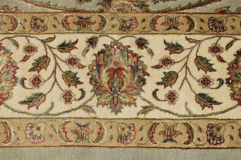 7x10 Light Gray and Ivory Turkish Tribal Rug