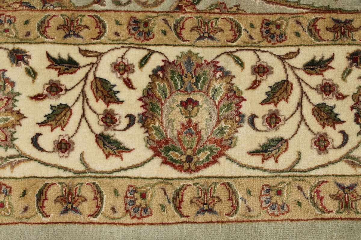 7x10 Light Gray and Ivory Turkish Tribal Rug
