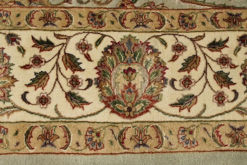 7x10 Light Gray and Ivory Turkish Tribal Rug