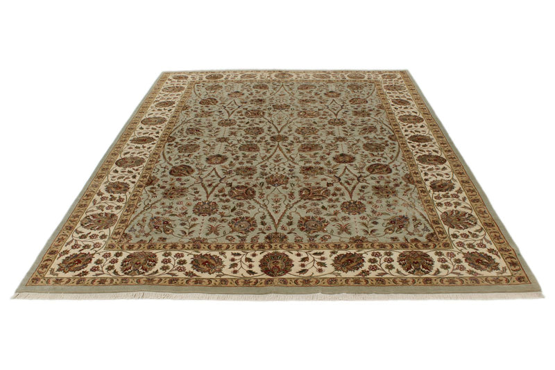 7x10 Light Gray and Ivory Turkish Tribal Rug
