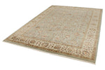 7x10 Light Gray and Ivory Turkish Tribal Rug