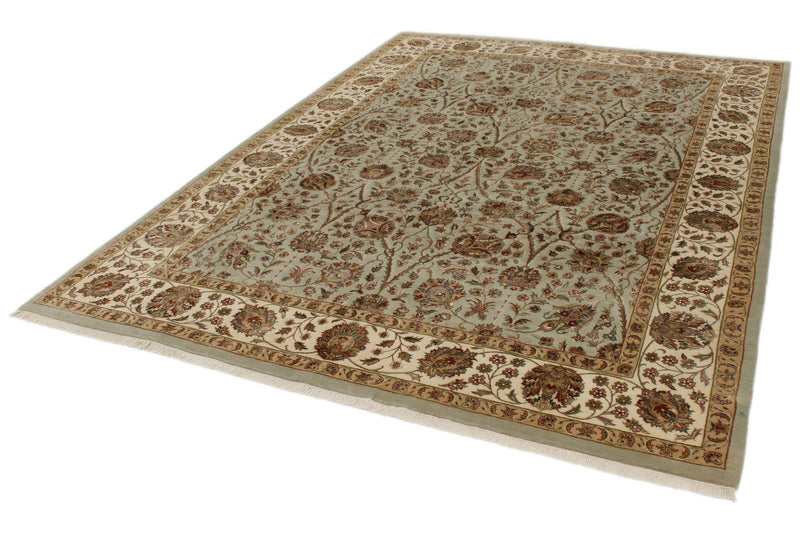 7x10 Light Gray and Ivory Turkish Tribal Rug