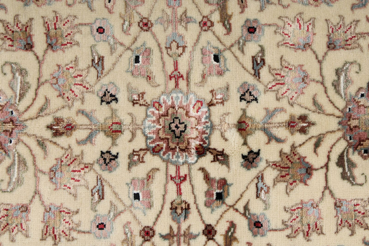 5x5 Ivory and Burgundy Turkish Tribal Rug