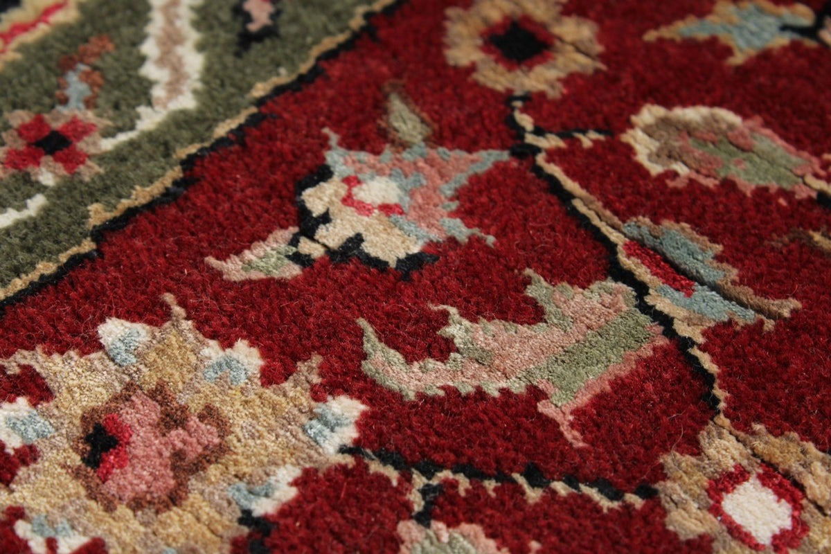 5x5 Ivory and Burgundy Turkish Tribal Rug